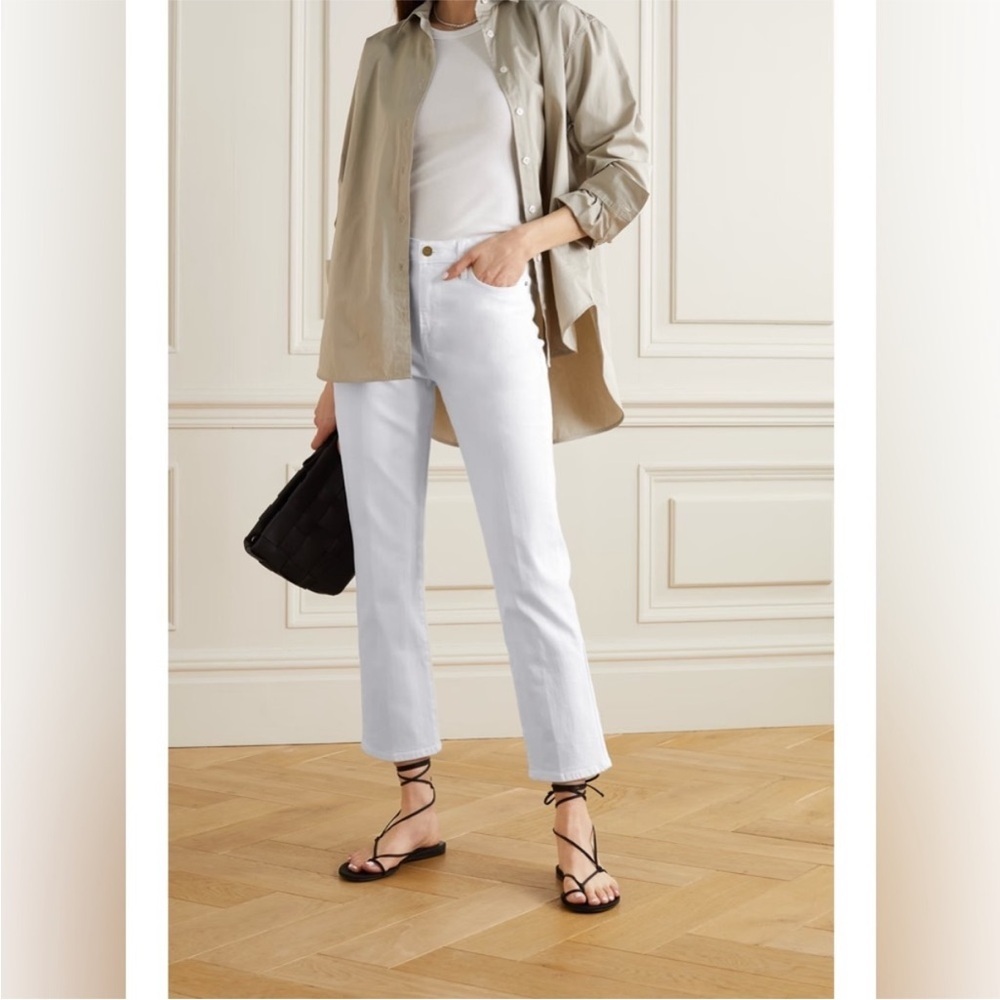 Frame Denim White Jeans L’Homme Slim Crop Size 34 Minimalist Classic